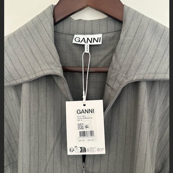 Ganni - Gray Striped Suiting Minidress - Picture 4 of 5